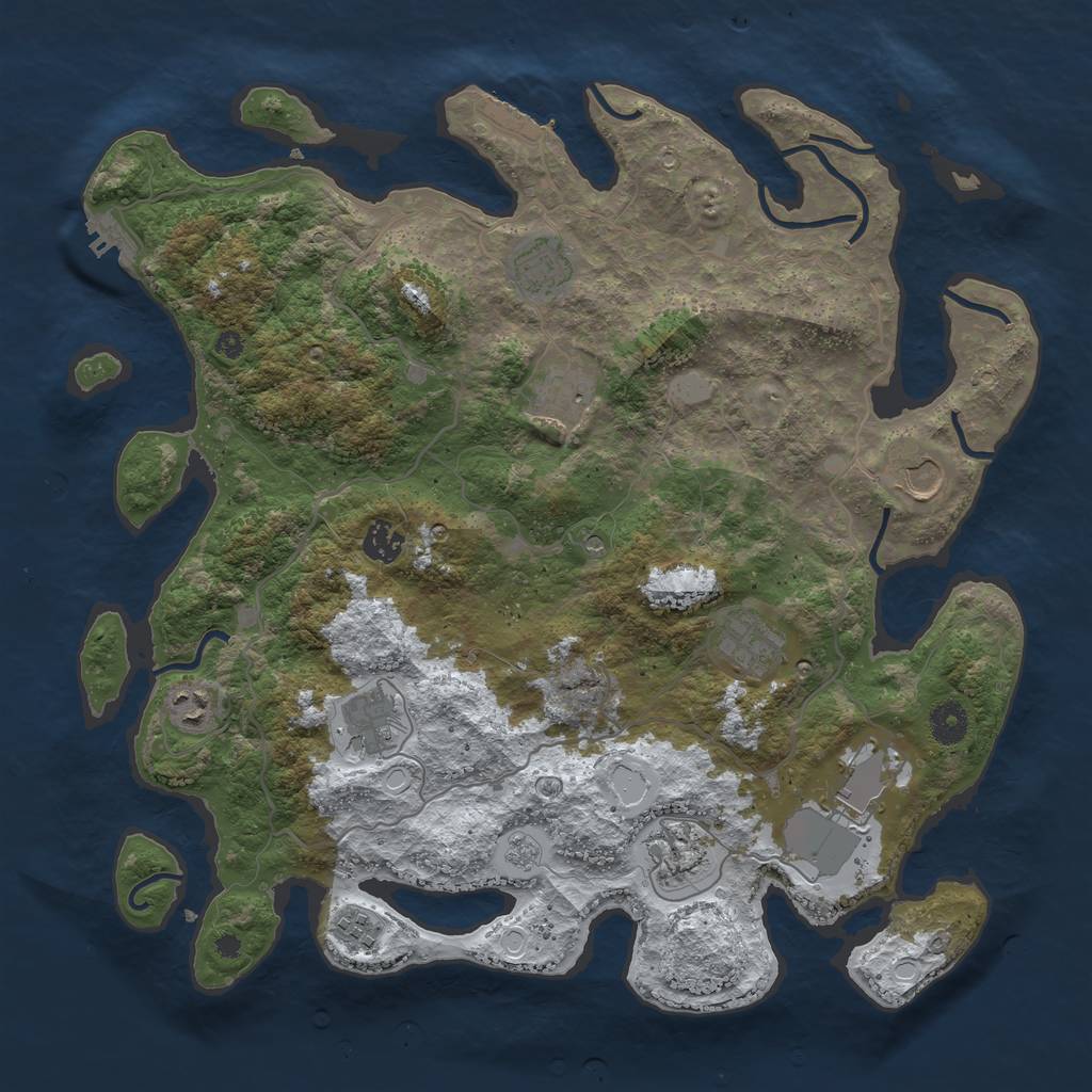 Rust Map: Procedural Map, Size: 4000, Seed: 1829603749, 19 Monuments