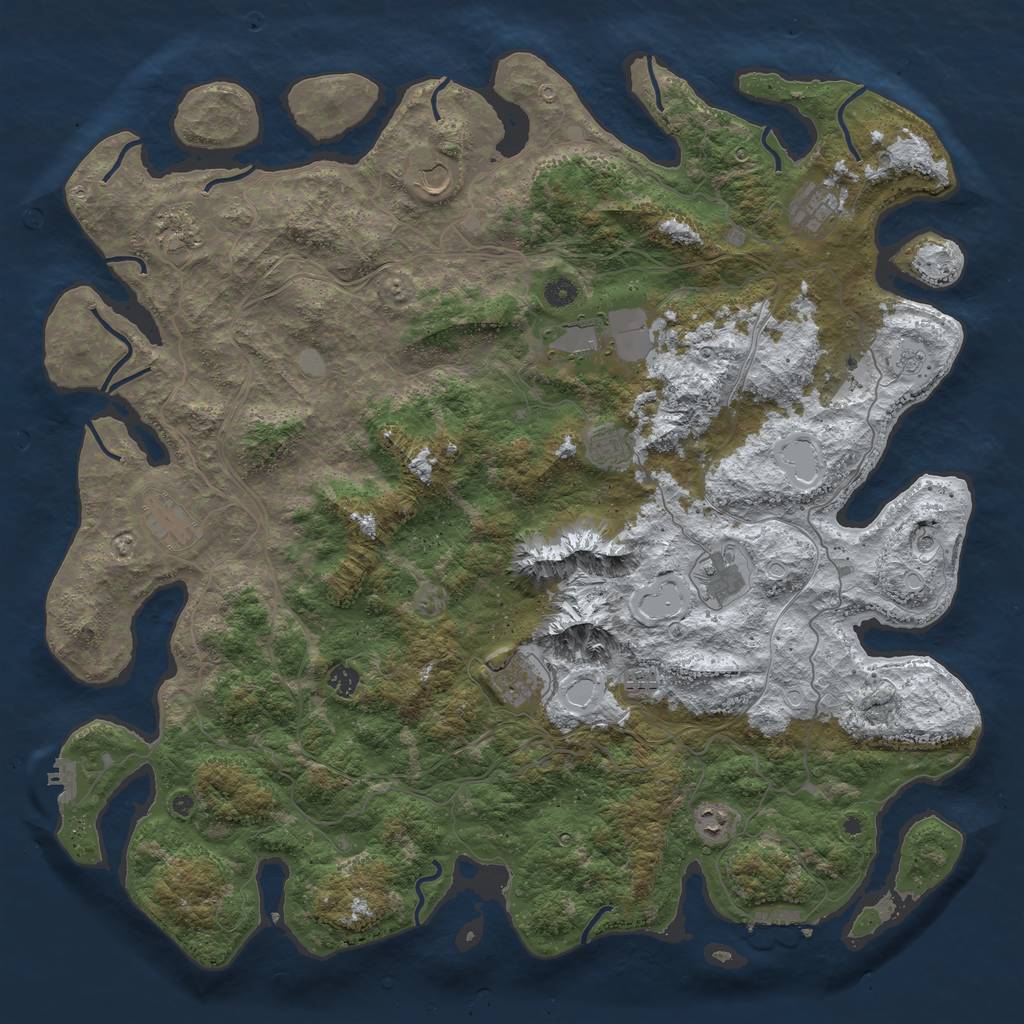 Rust Map: Procedural Map, Size: 5000, Seed: 913798652, 20 Monuments
