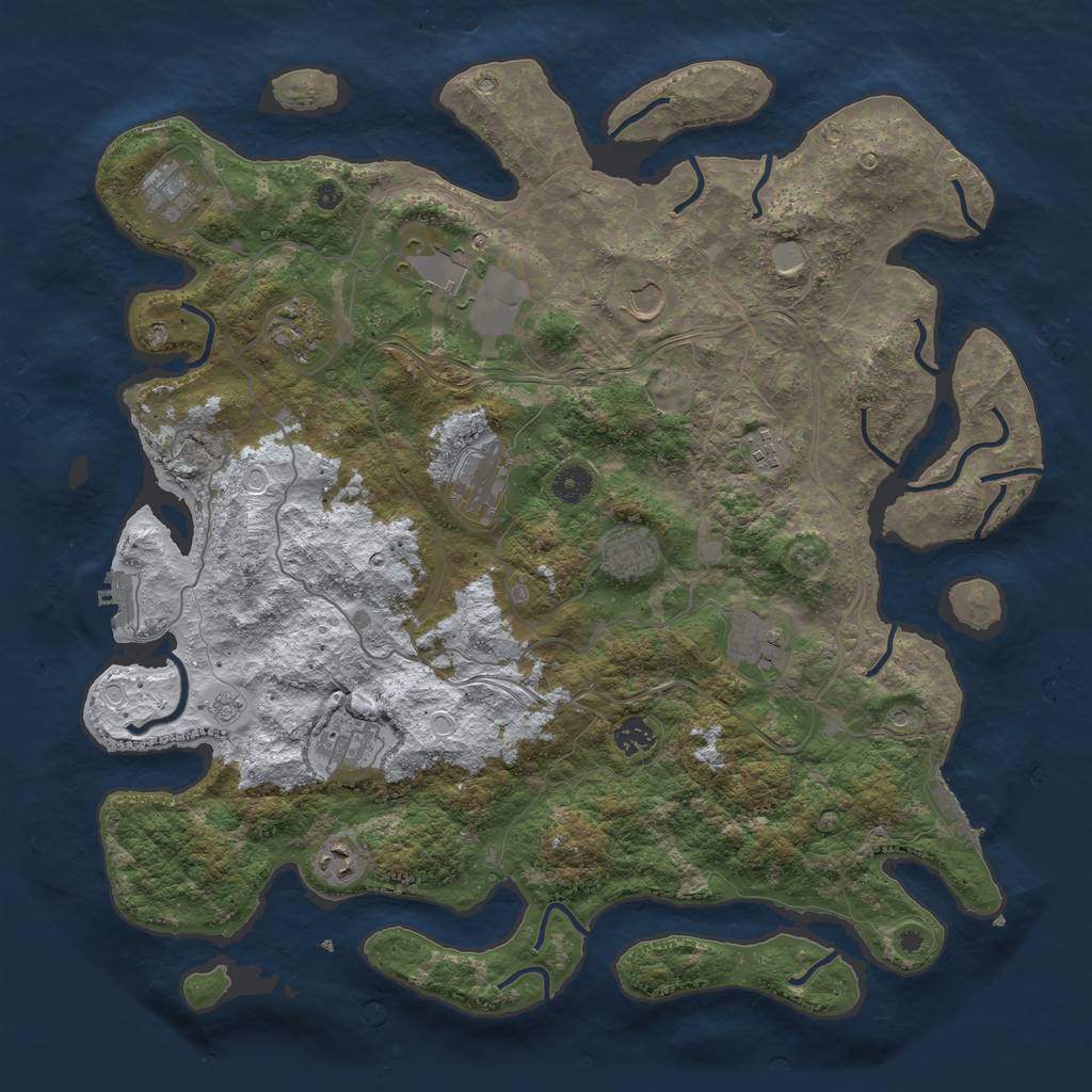 Rust Map: Procedural Map, Size: 4300, Seed: 48215375, 20 Monuments