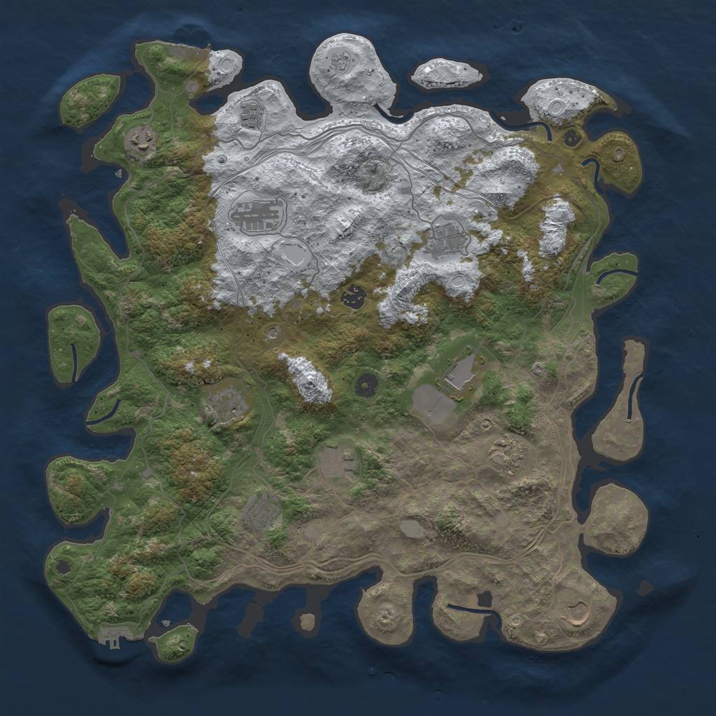 Rust Map: Procedural Map, Size: 4500, Seed: 1470459478, 20 Monuments
