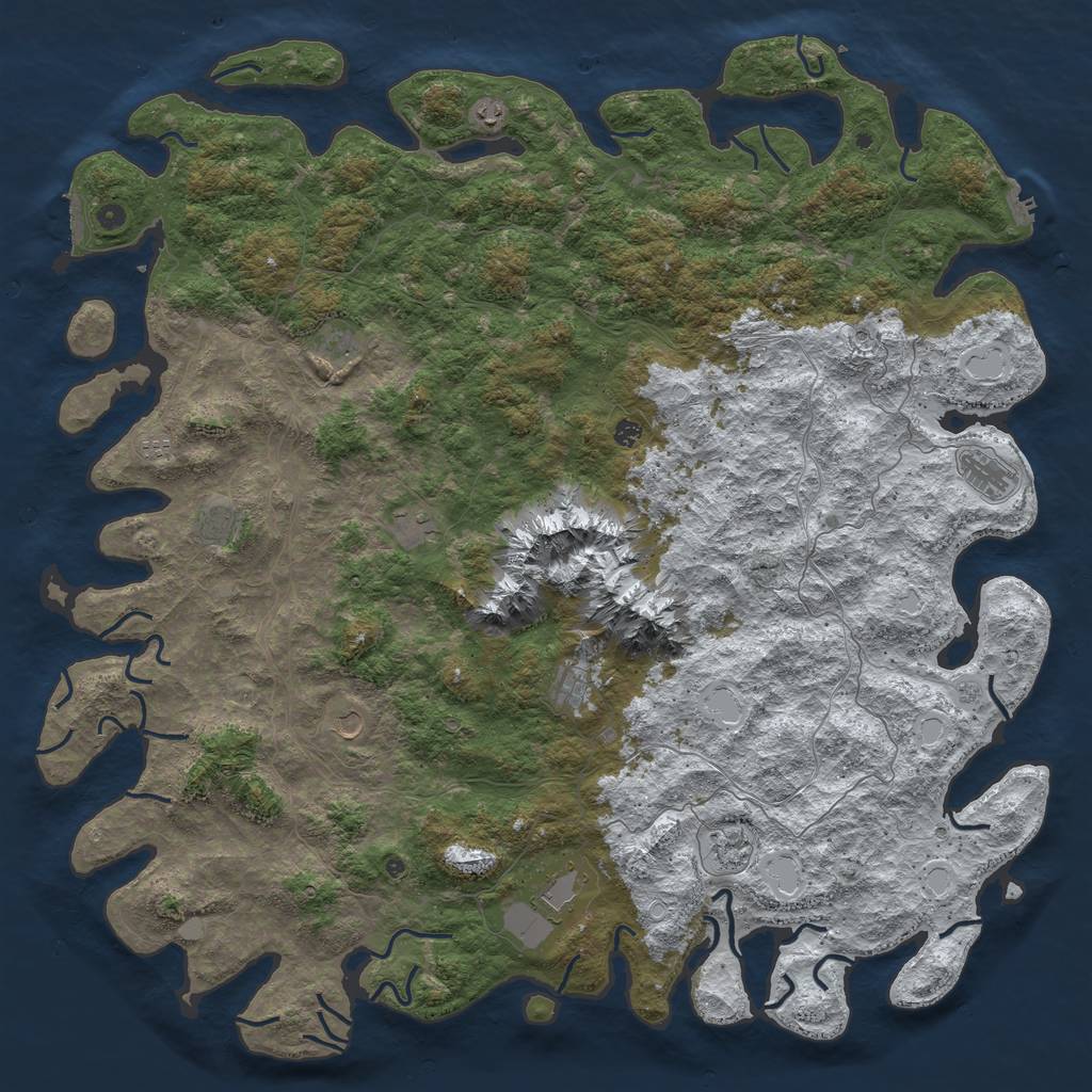 Rust Map: Procedural Map, Size: 6000, Seed: 1486350721, 20 Monuments