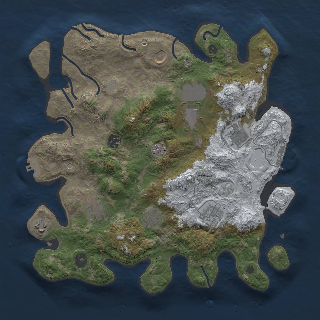 Rust Map: Procedural Map, Size: 3500, Seed: 1008805657, 18 Monuments