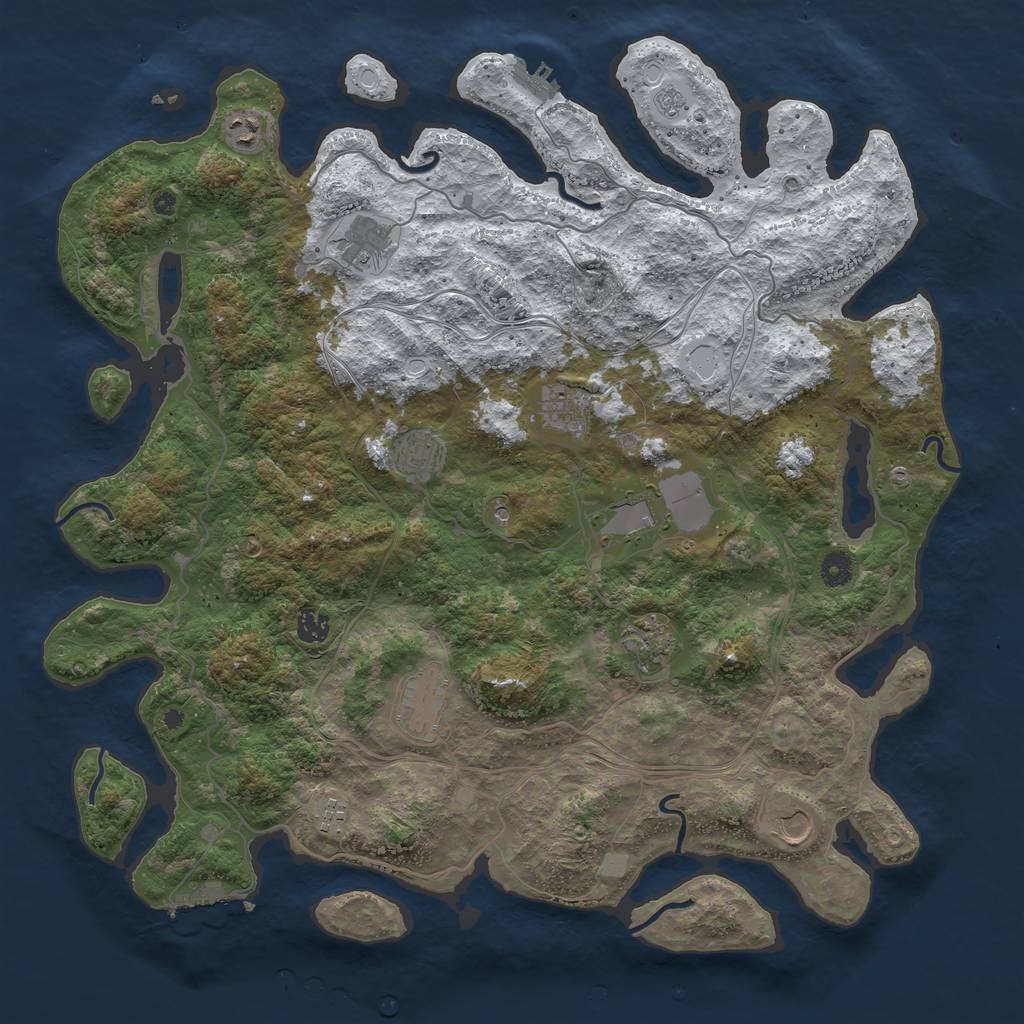 Rust Map: Procedural Map, Size: 4500, Seed: 1951438977, 19 Monuments