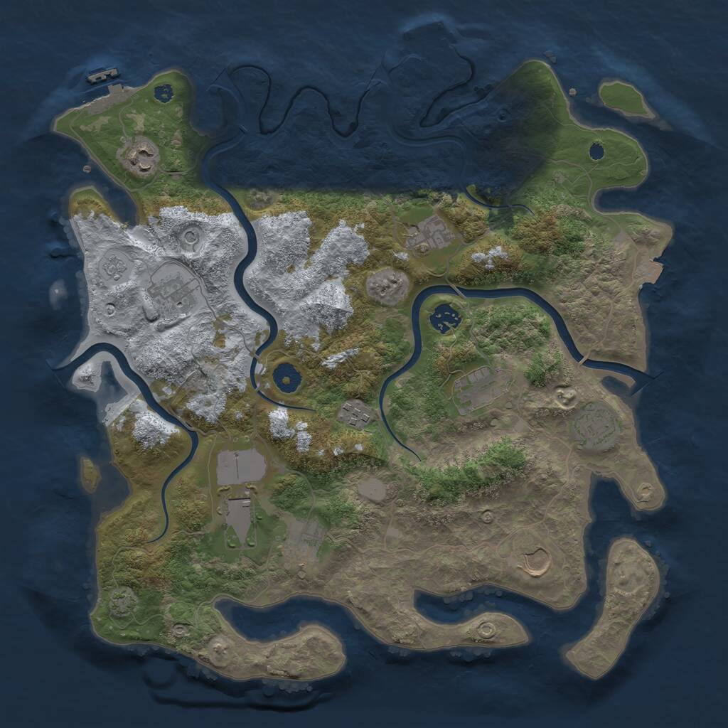 Rust Map: Procedural Map, Size: 3850, Seed: 942332773, 16 Monuments