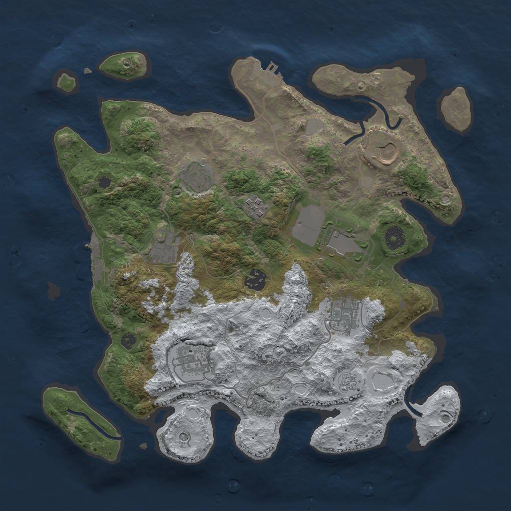 Rust Map: Procedural Map, Size: 3500, Seed: 443451479, 17 Monuments