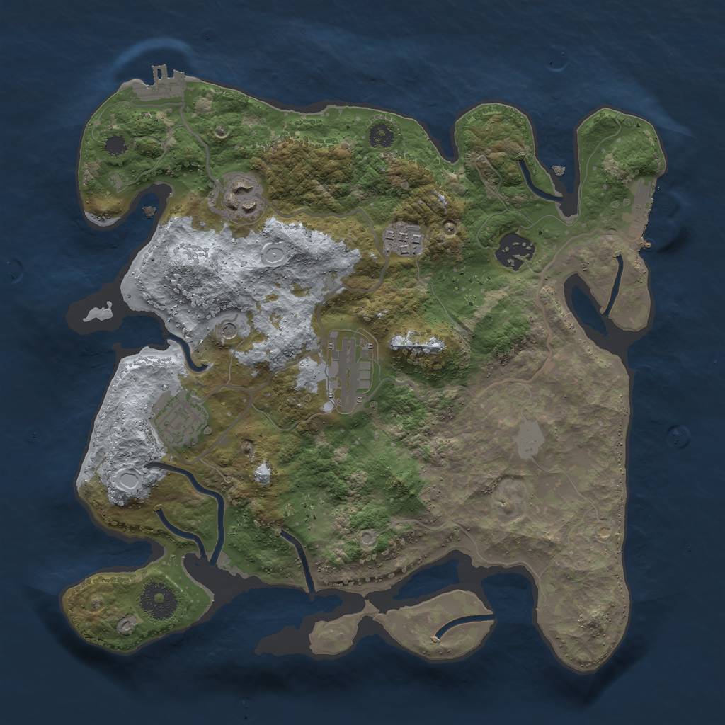 Rust Map: Procedural Map, Size: 3000, Seed: 343, 13 Monuments
