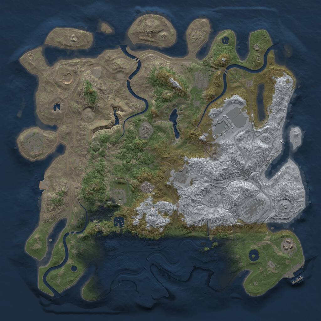 Rust Map: Procedural Map, Size: 4250, Seed: 594760318, 16 Monuments
