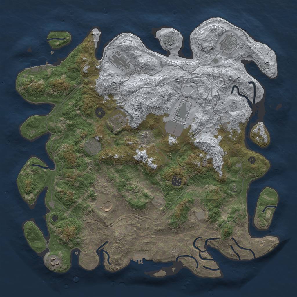 Rust Map: Procedural Map, Size: 4250, Seed: 345904834, 18 Monuments