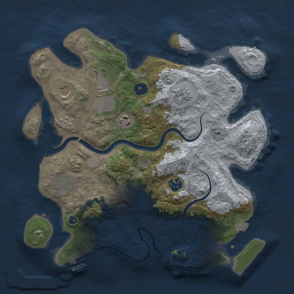 Rust Map: Procedural Map, Size: 3500, Seed: 2074538699, 13 Monuments