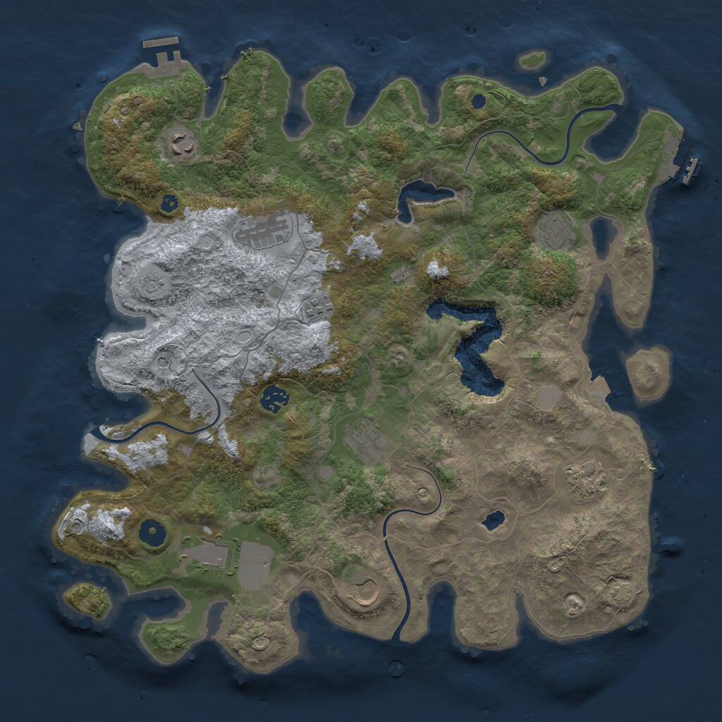 Rust Map: Procedural Map, Size: 4050, Seed: 1657162942, 15 Monuments
