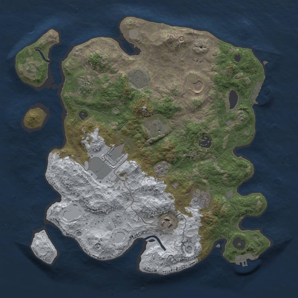 Rust Map: Procedural Map, Size: 3500, Seed: 1640421952, 18 Monuments