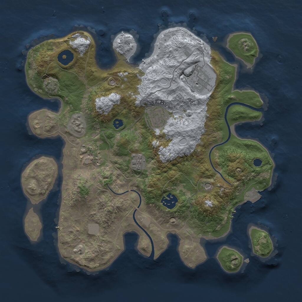 Rust Map: Procedural Map, Size: 3000, Seed: 1913480675, 8 Monuments