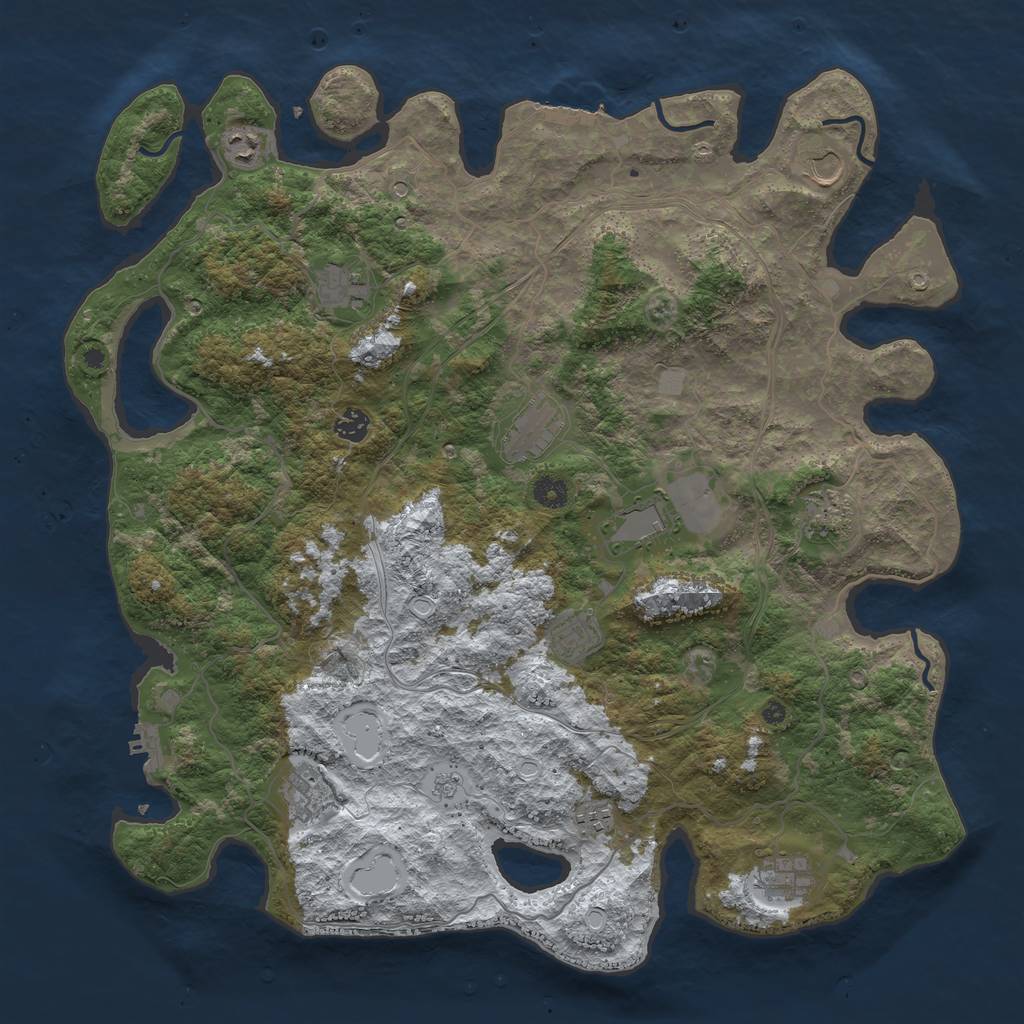 Rust Map: Procedural Map, Size: 4500, Seed: 836409753, 20 Monuments