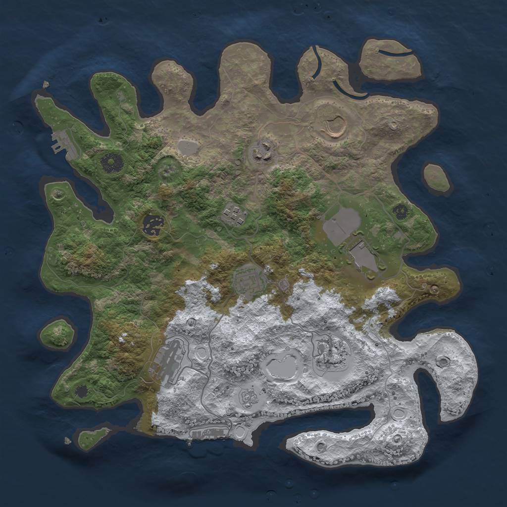 Rust Map: Procedural Map, Size: 3500, Seed: 16528, 16 Monuments