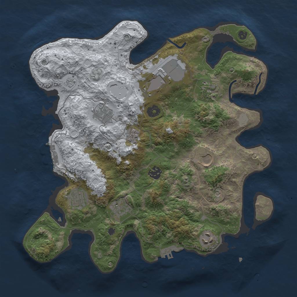 Rust Map: Procedural Map, Size: 3500, Seed: 34241078, 18 Monuments