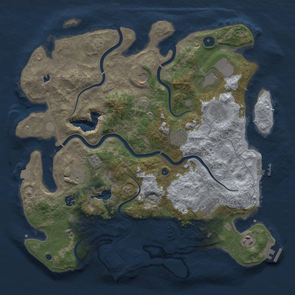 Rust Map: Procedural Map, Size: 4074, Seed: 31854, 15 Monuments