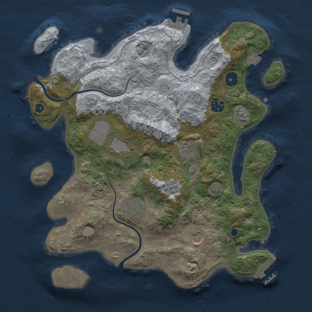 Rust Map: Procedural Map, Size: 3500, Seed: 492602132, 12 Monuments