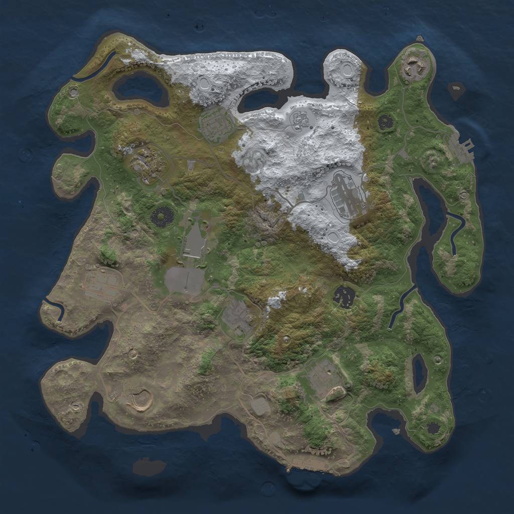 Rust Map: Procedural Map, Size: 3500, Seed: 1417935340, 18 Monuments