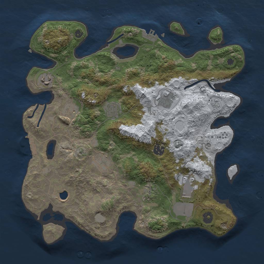 Rust Map: Procedural Map, Size: 3500, Seed: 99248944, 18 Monuments