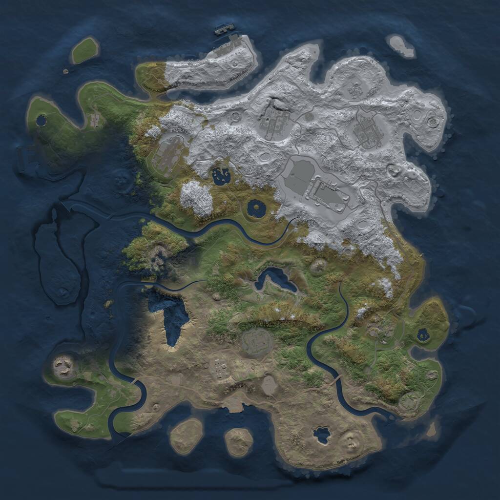 Rust Map: Procedural Map, Size: 4000, Seed: 1625860056, 15 Monuments