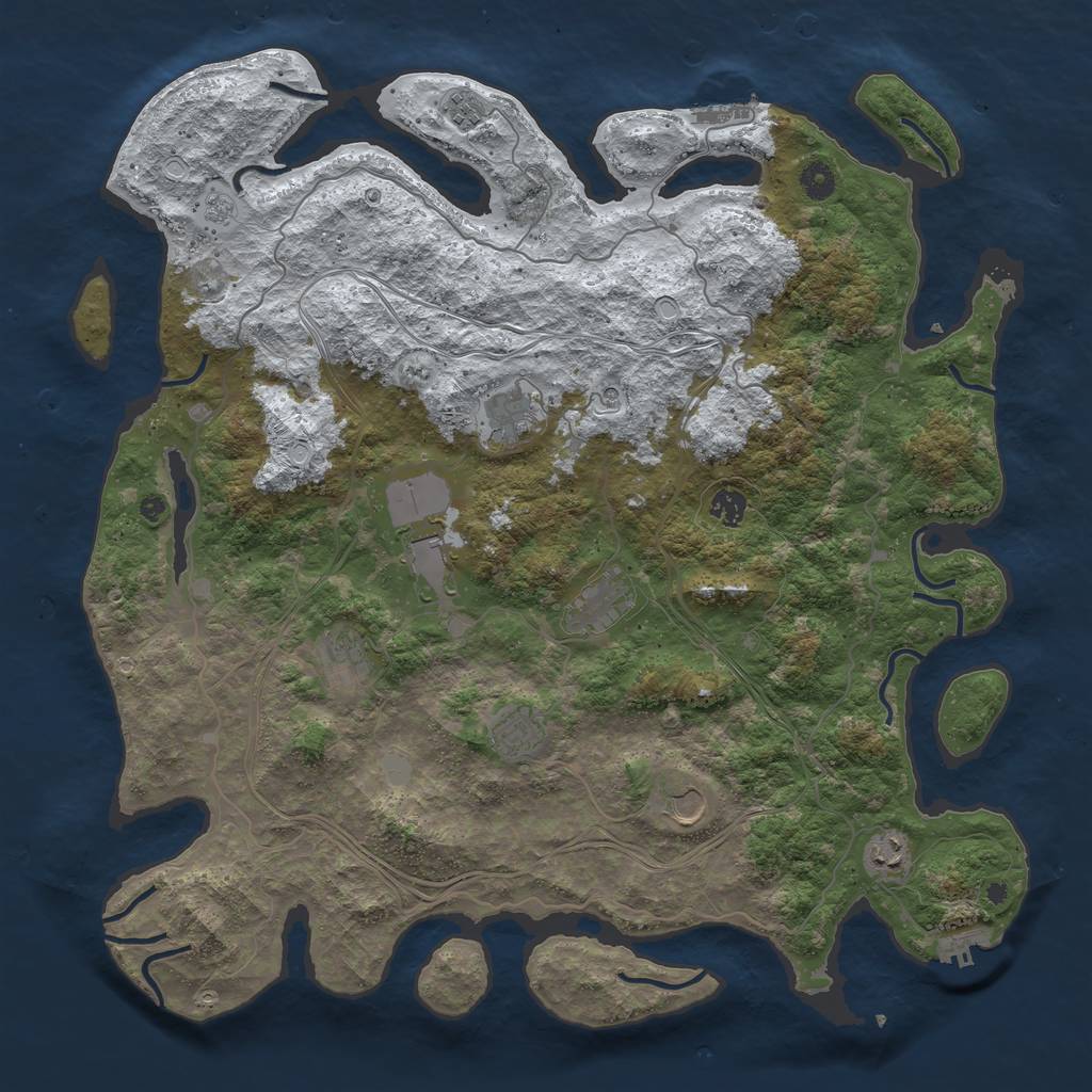 Rust Map: Procedural Map, Size: 4500, Seed: 1150617353, 18 Monuments