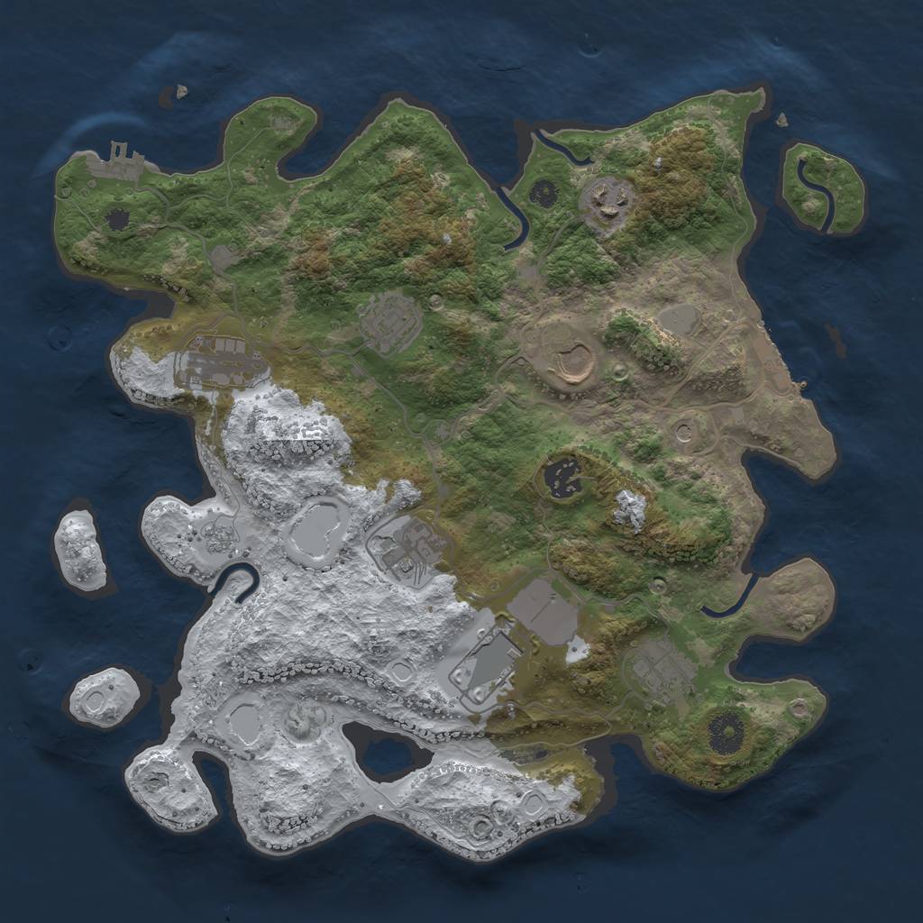 Rust Map: Procedural Map, Size: 3500, Seed: 154089451, 17 Monuments