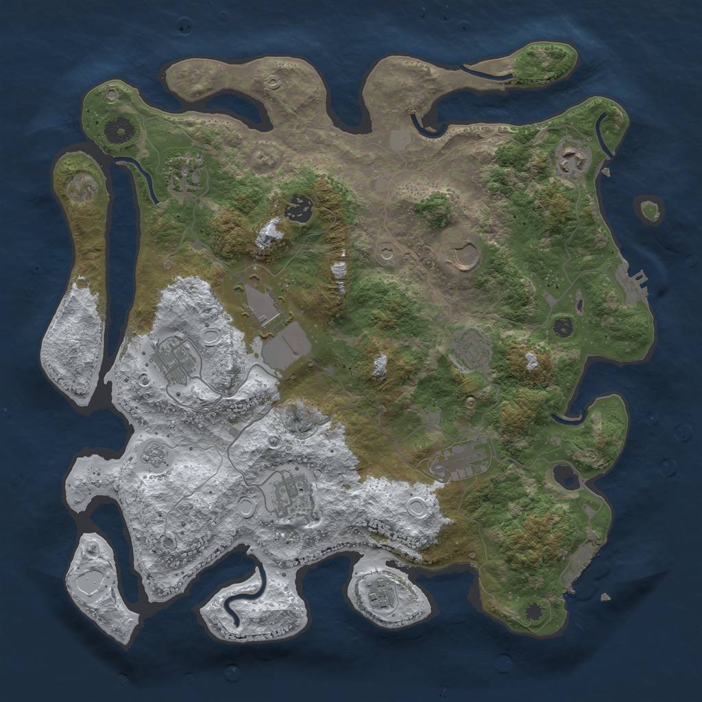 Rust Map: Procedural Map, Size: 3750, Seed: 2015590470, 19 Monuments