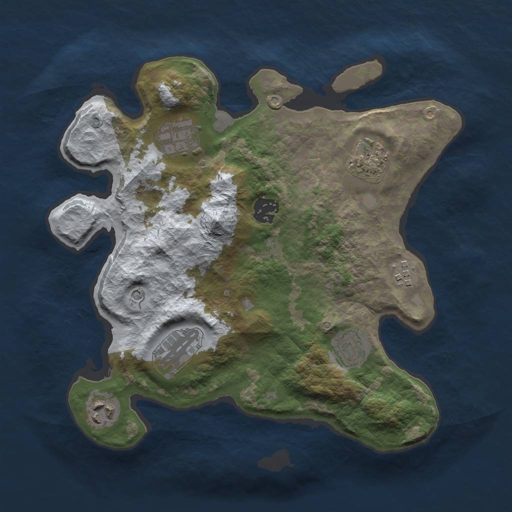 Rust Map: Barren, Size: 3000, Seed: 654353, 10 Monuments