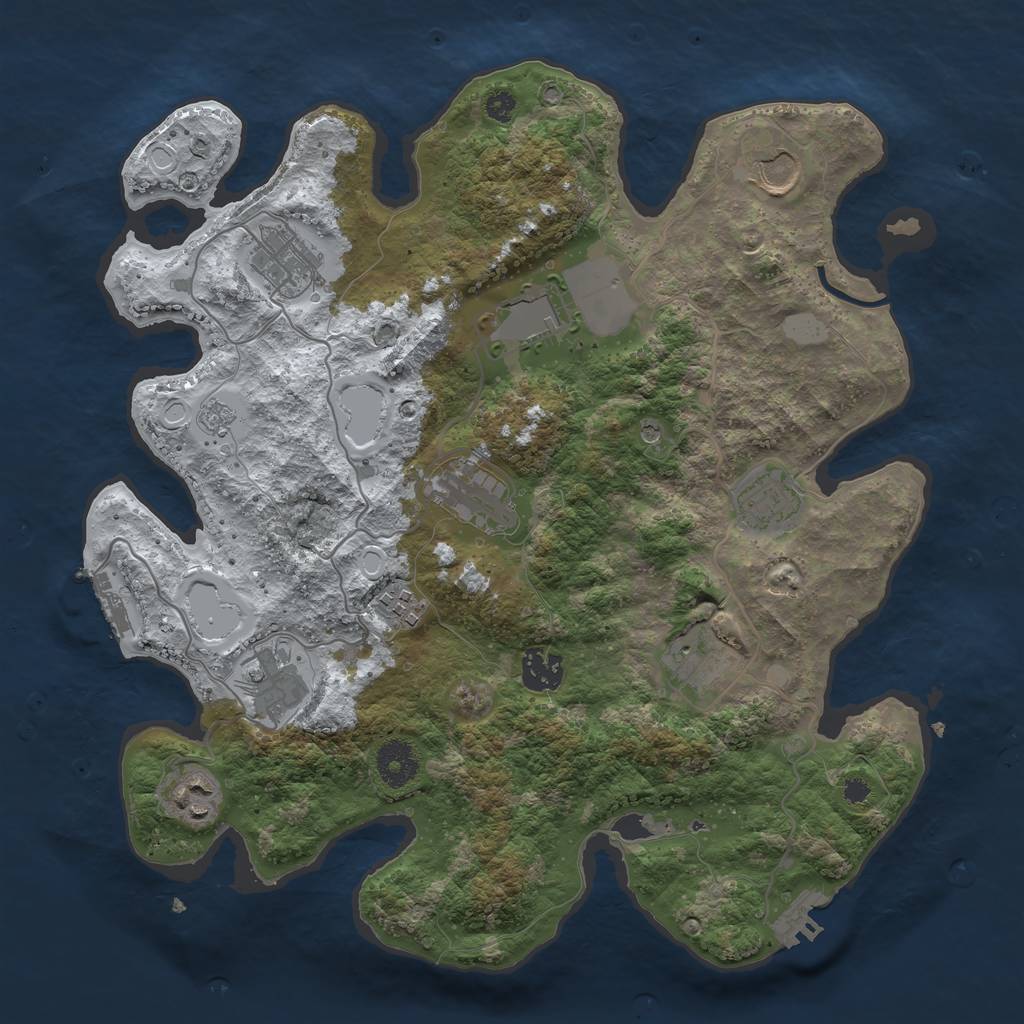 Rust Map: Procedural Map, Size: 3500, Seed: 3895, 19 Monuments