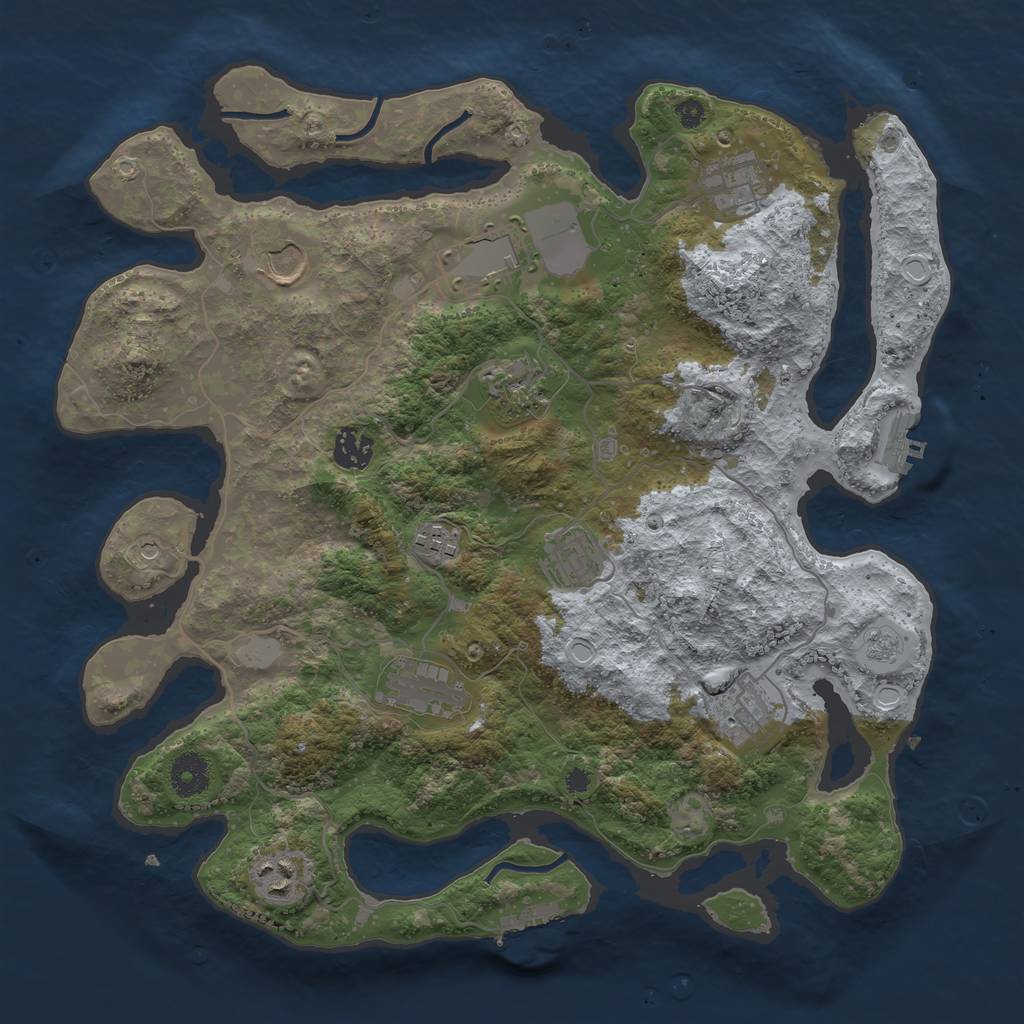 Rust Map: Procedural Map, Size: 3700, Seed: 1541132353, 19 Monuments