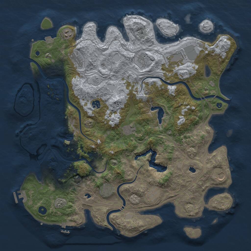 Rust Map: Procedural Map, Size: 4500, Seed: 1874642571, 16 Monuments