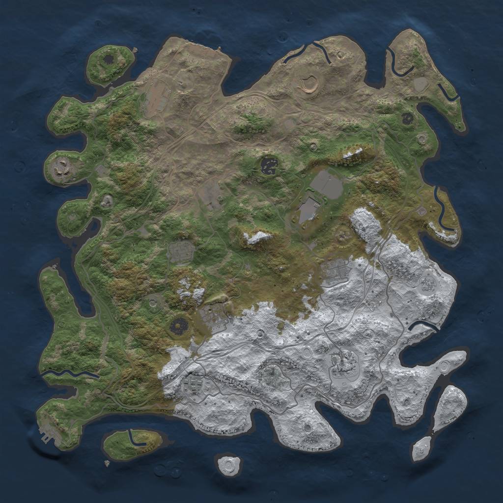 Rust Map: Procedural Map, Size: 4250, Seed: 1140743328, 20 Monuments