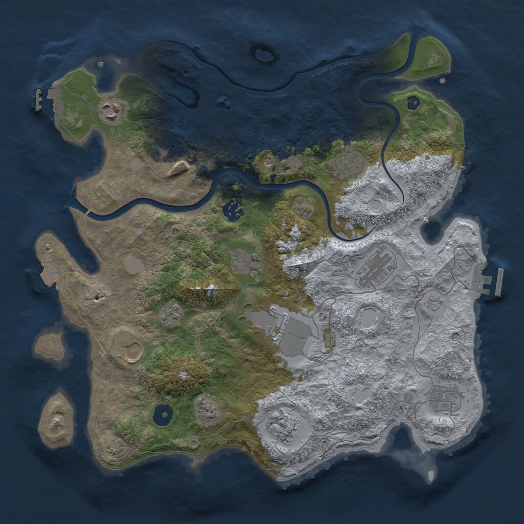 Rust Map: Procedural Map, Size: 3750, Seed: 1328165948, 17 Monuments