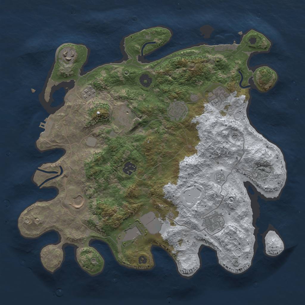Rust Map: Procedural Map, Size: 3600, Seed: 727499, 18 Monuments