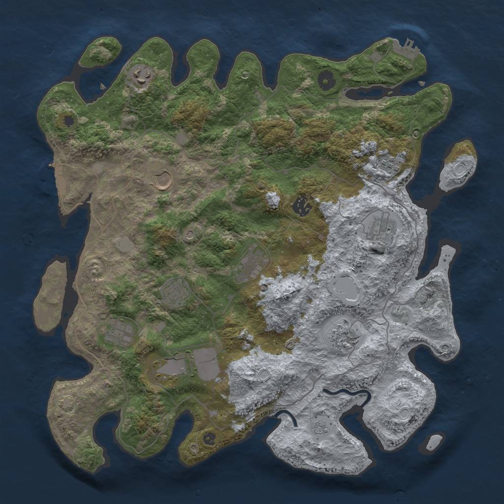Rust Map: Procedural Map, Size: 4000, Seed: 685959, 18 Monuments
