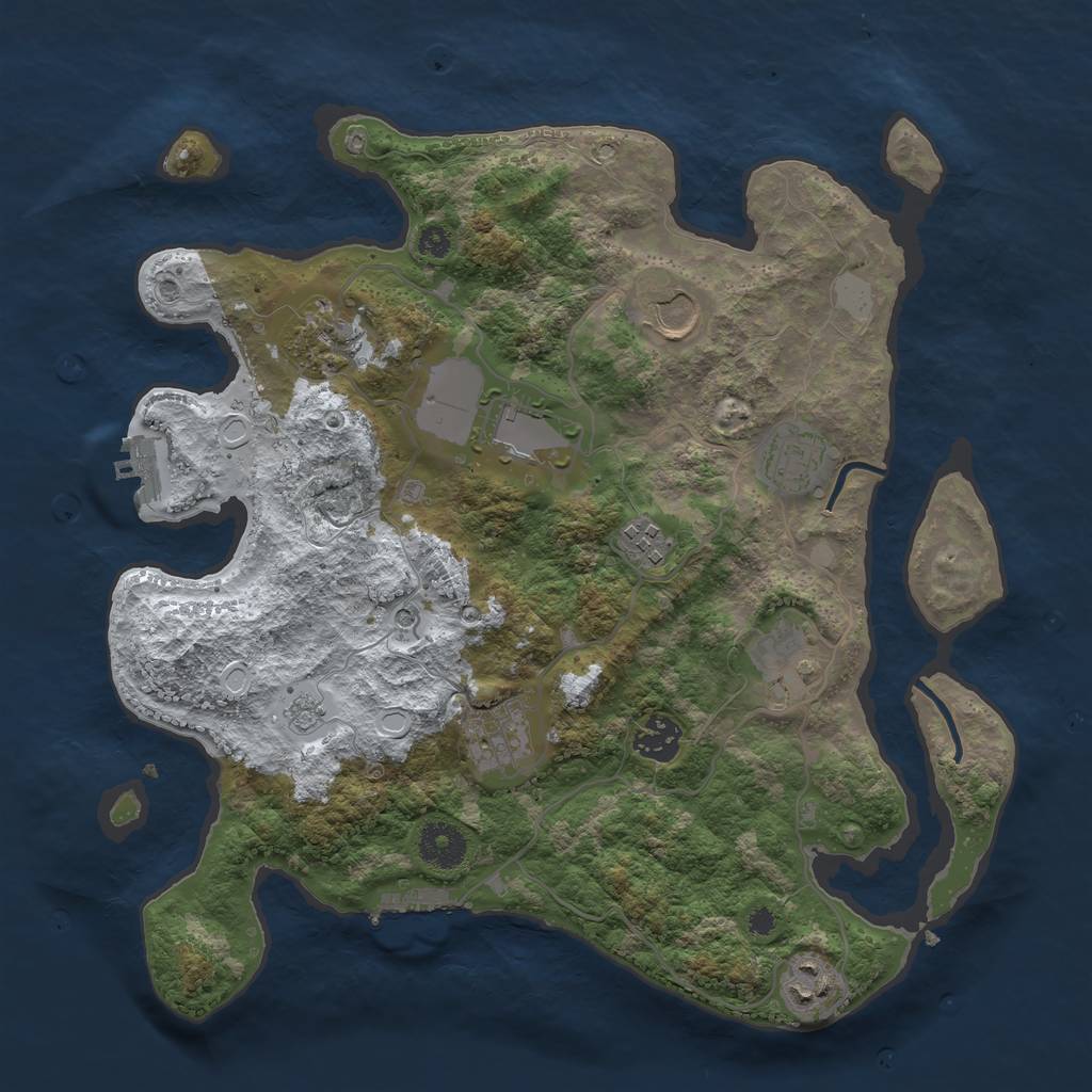 Rust Map: Procedural Map, Size: 3500, Seed: 1593544295, 18 Monuments