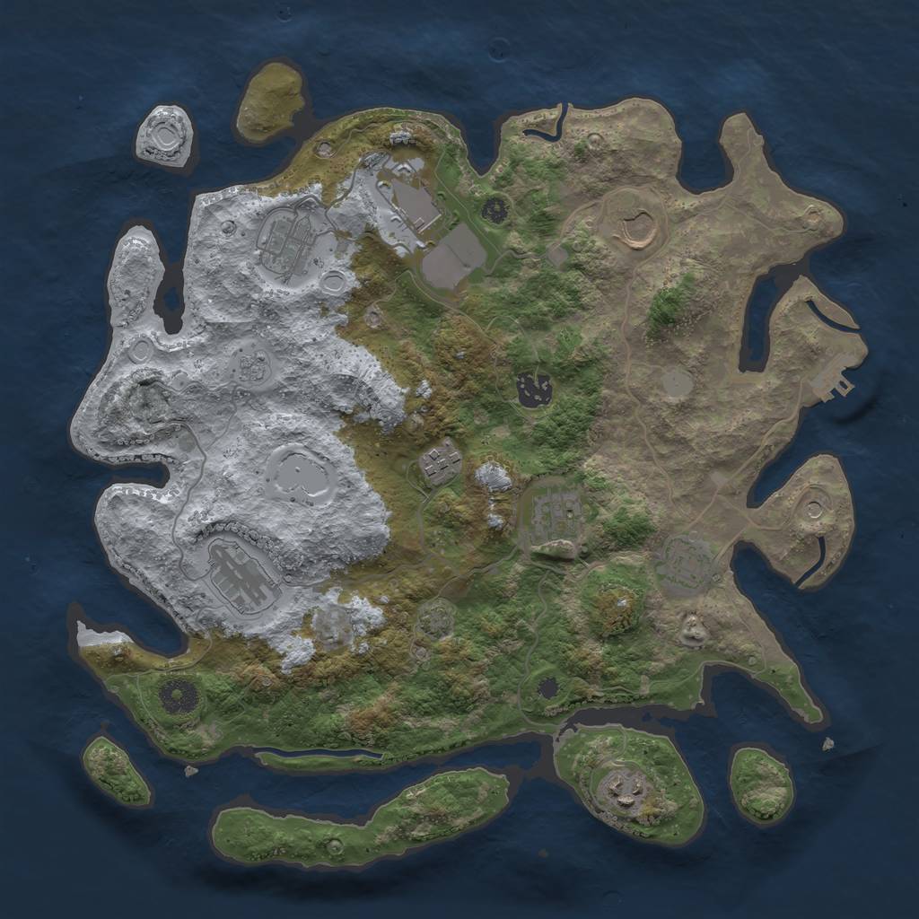 Rust Map: Procedural Map, Size: 3700, Seed: 1188250253, 16 Monuments