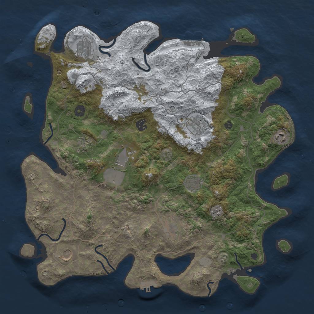 Rust Map: Procedural Map, Size: 4100, Seed: 891736, 19 Monuments