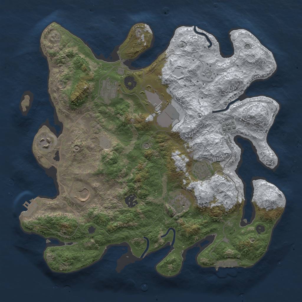 Rust Map: Procedural Map, Size: 3500, Seed: 9876517, 17 Monuments