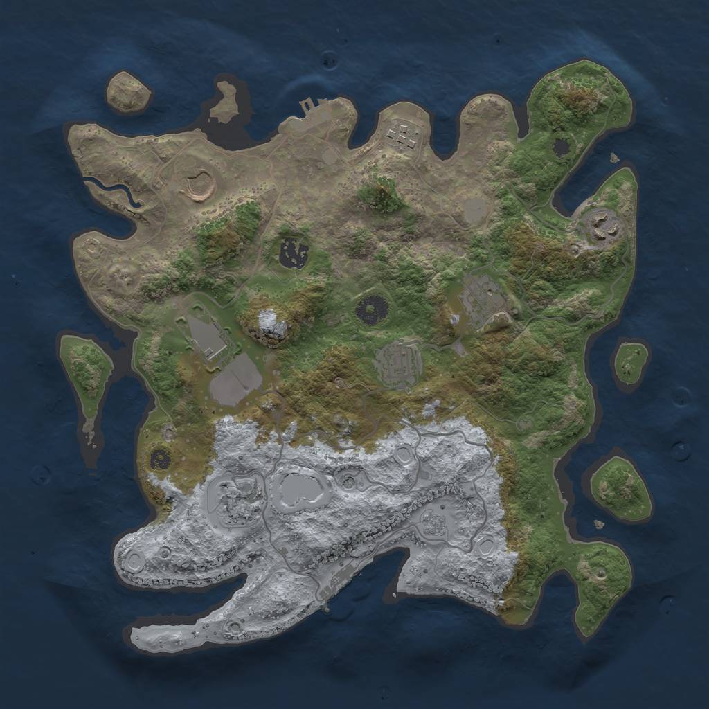 Rust Map: Procedural Map, Size: 3500, Seed: 1828229048, 17 Monuments