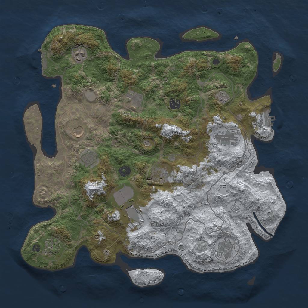 Rust Map: Procedural Map, Size: 4000, Seed: 1249605827, 20 Monuments
