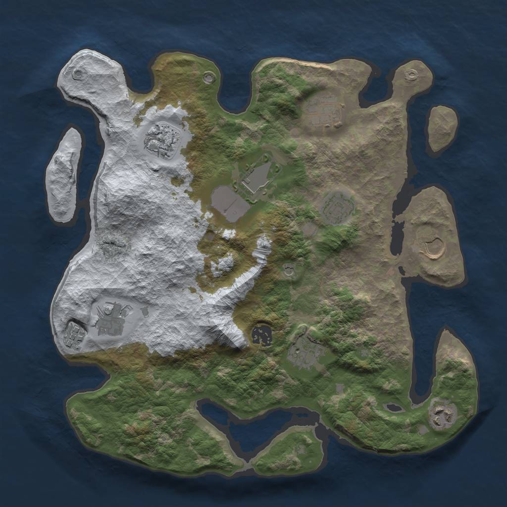 Rust Map: Barren, Size: 3500, Seed: 2139660962, 13 Monuments
