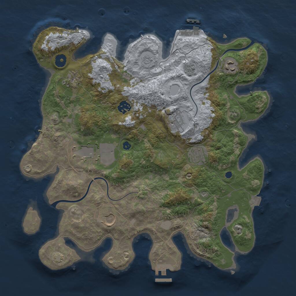 Rust Map: Procedural Map, Size: 3600, Seed: 522628, 14 Monuments