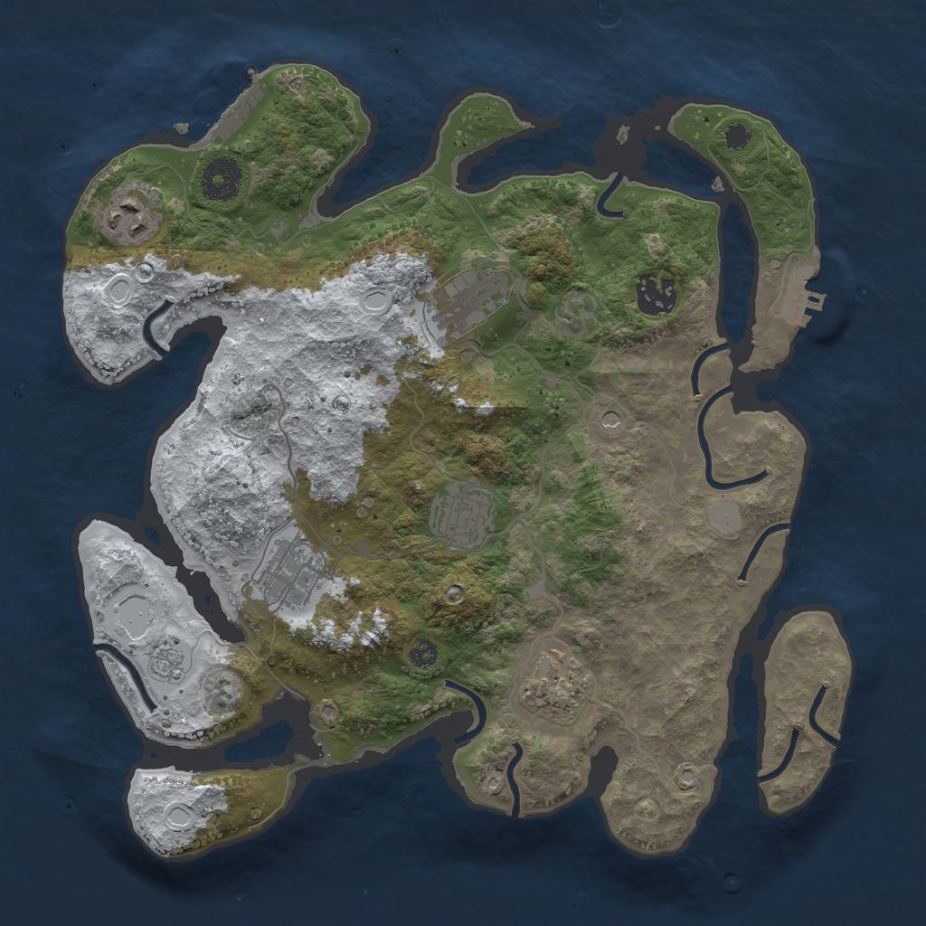 Rust Map: Procedural Map, Size: 3250, Seed: 1302239674, 15 Monuments