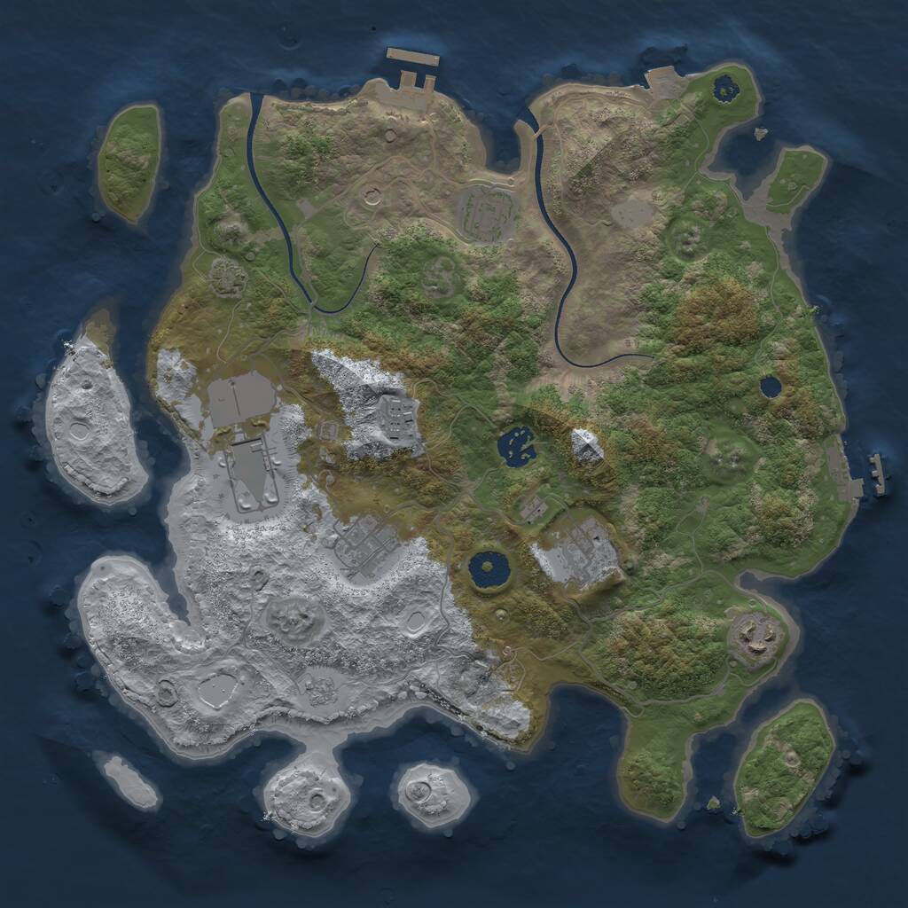 Rust Map: Procedural Map, Size: 3500, Seed: 1070823677, 13 Monuments