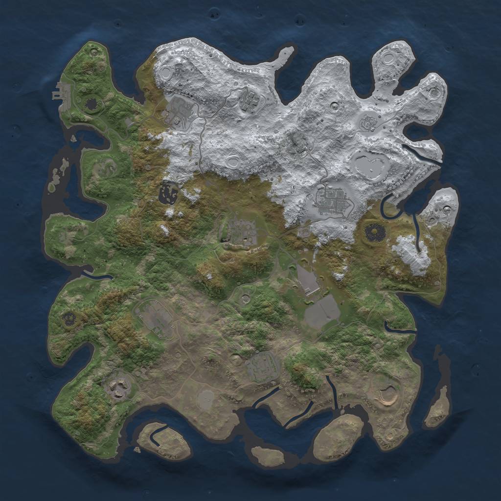 Rust Map: Procedural Map, Size: 3750, Seed: 701760, 18 Monuments