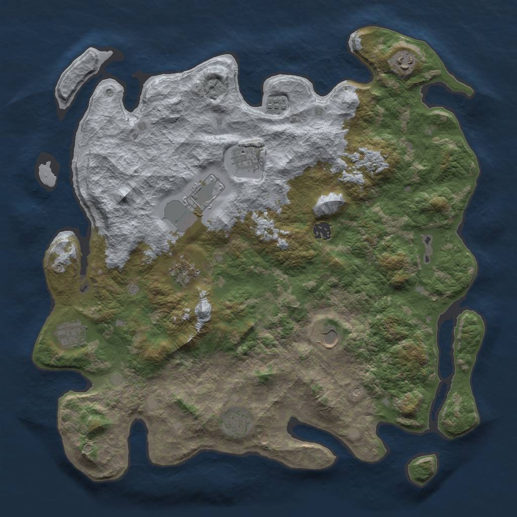 Rust Map: Barren, Size: 4250, Seed: 171534151, 12 Monuments