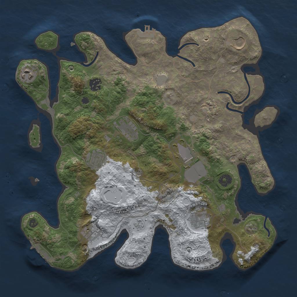 Rust Map: Procedural Map, Size: 3500, Seed: 553786325, 18 Monuments