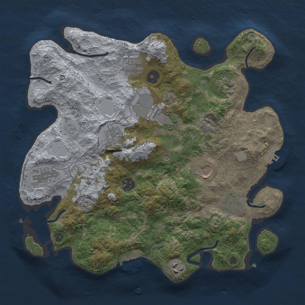 Rust Map: Procedural Map, Size: 3500, Seed: 1076114242, 19 Monuments
