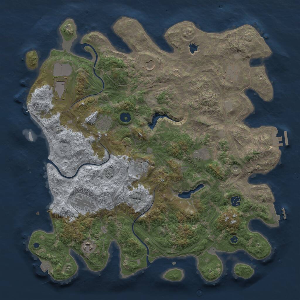 Rust Map: Procedural Map, Size: 4250, Seed: 1844438415, 16 Monuments
